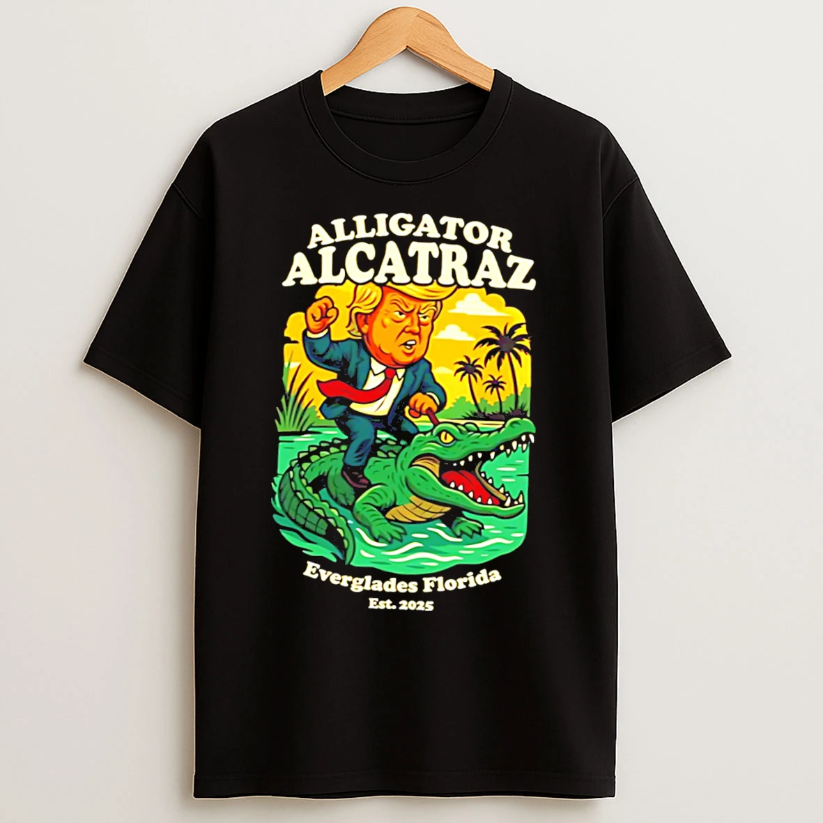 Classic Trump Alligator Alcatraz Everglades Florida Est 2025 Tee T Shirts