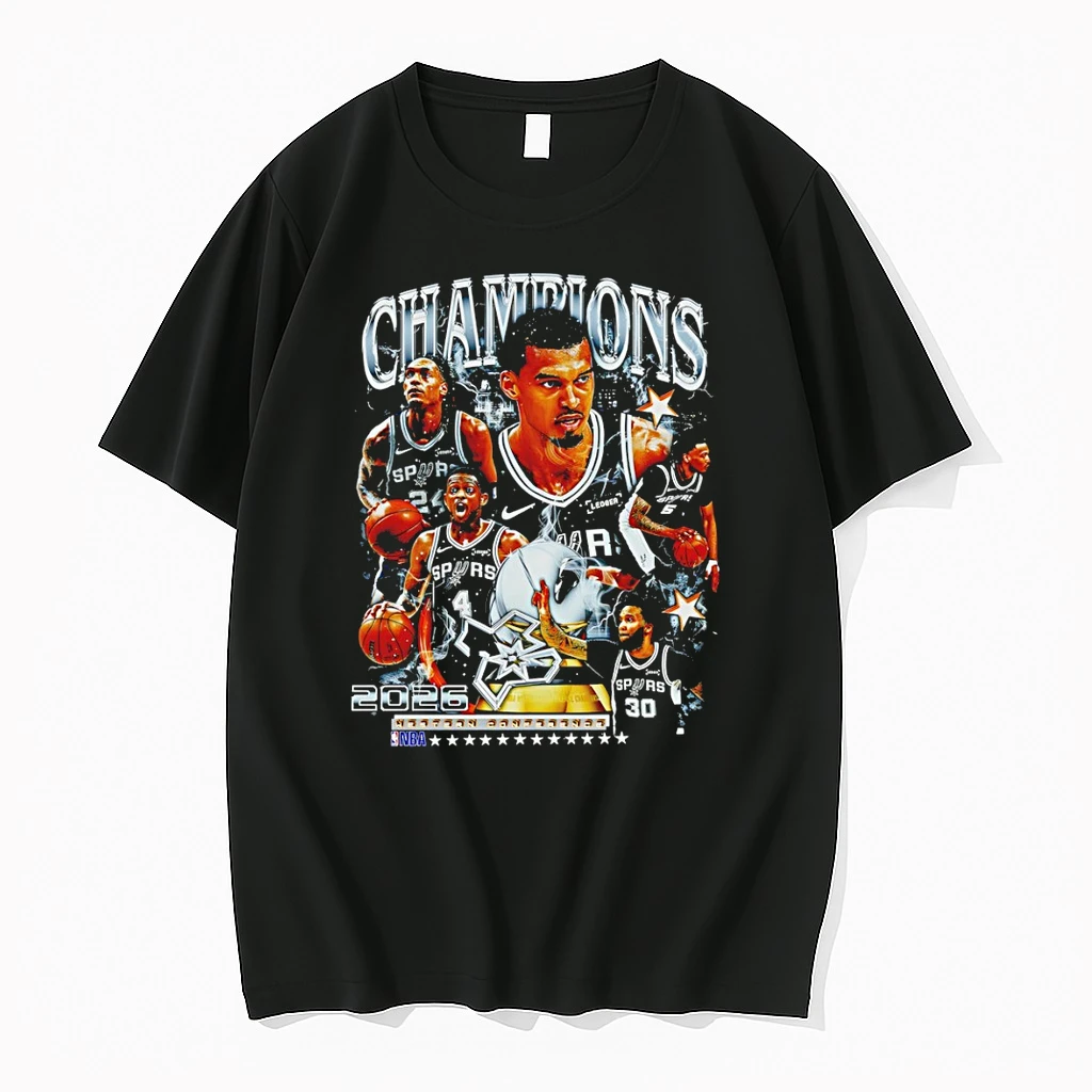 Classic Victor Wembanyama San Antonio Spurs Basketball Champions 2026 Western Conference T Shirts