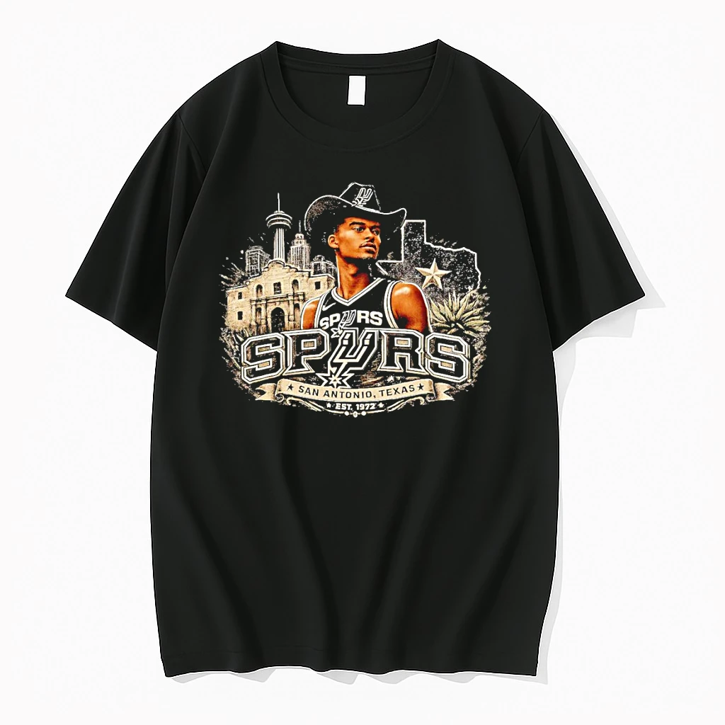 Classic Victor Wembanyama San Antonio Spurs Cowboy Hat Alamo Texas Est 1972 T Shirts