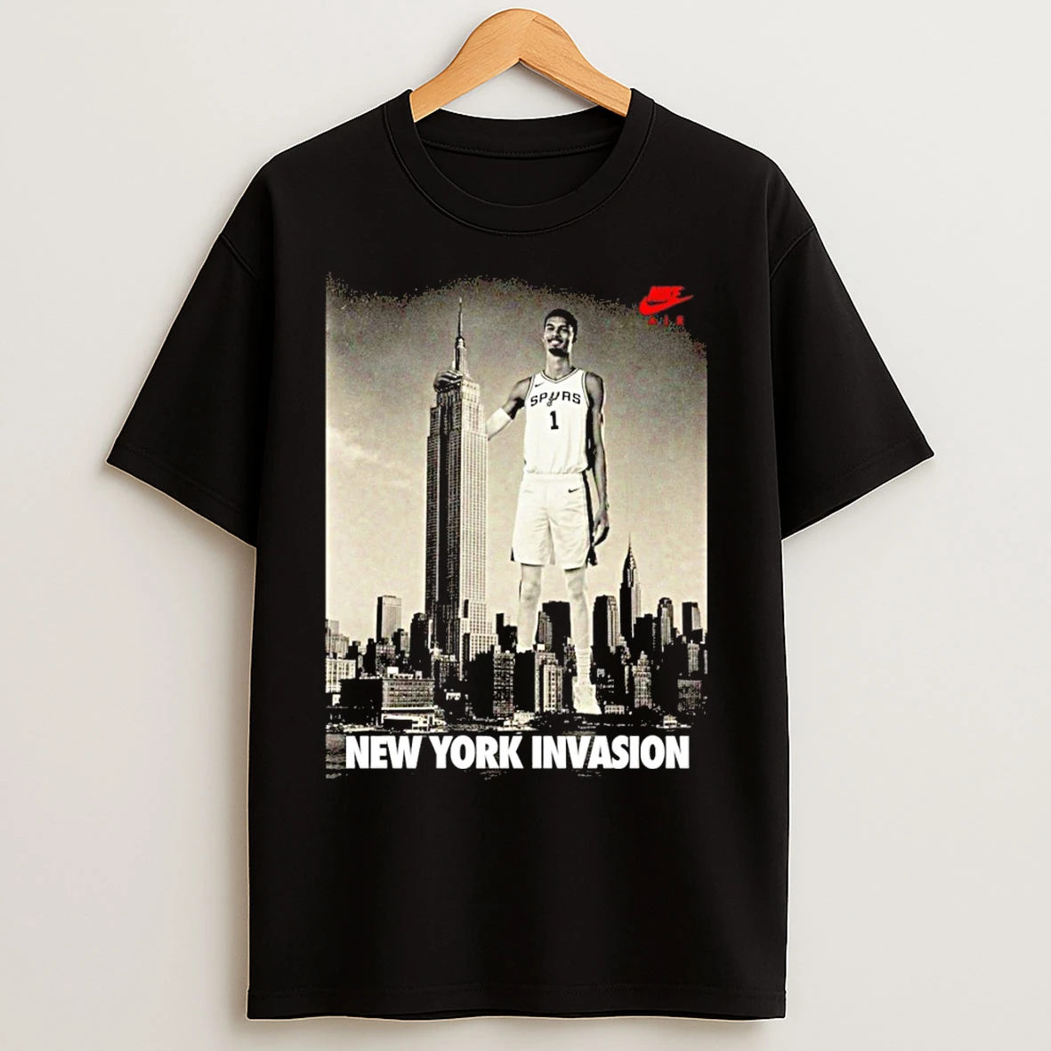 Classic Victor Wembanyama San Antonio Spurs Nike Air New York Invasion Basketball T Shirts