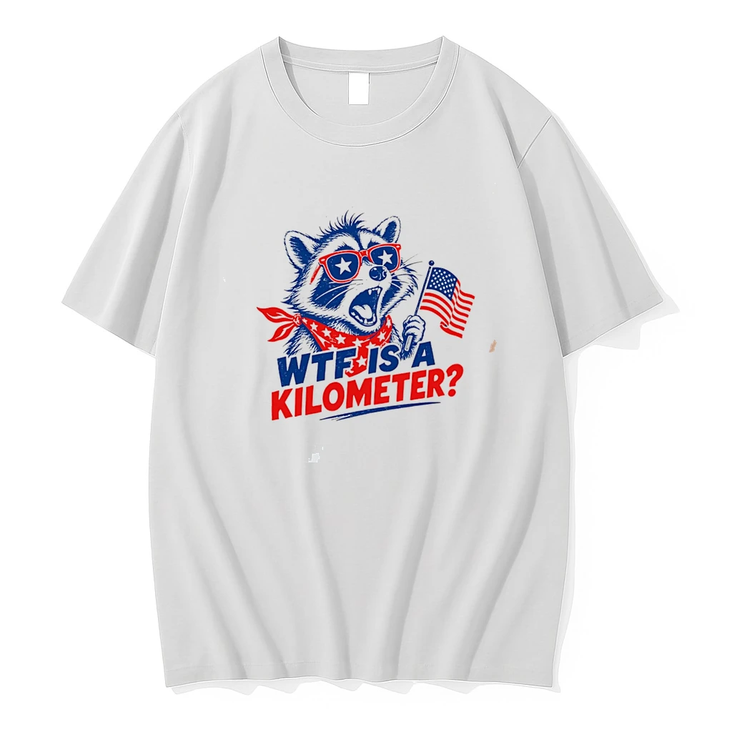 Classic Wtf Is A Kilometer 4th Of July Raccoon Tee T Shirts