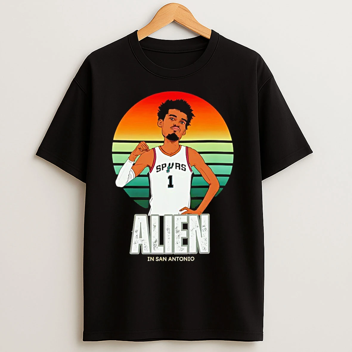 Classic Wemby The Alien Spurs Retro Sunset In San Antonio T Shirts