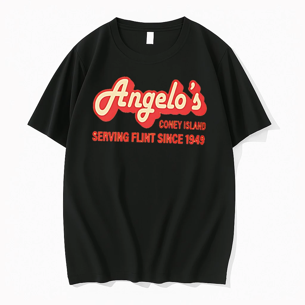 Classic Yxjhnuqy Angelos Coney Island Restaurant In Flint Michigan Logo Tee T Shirts