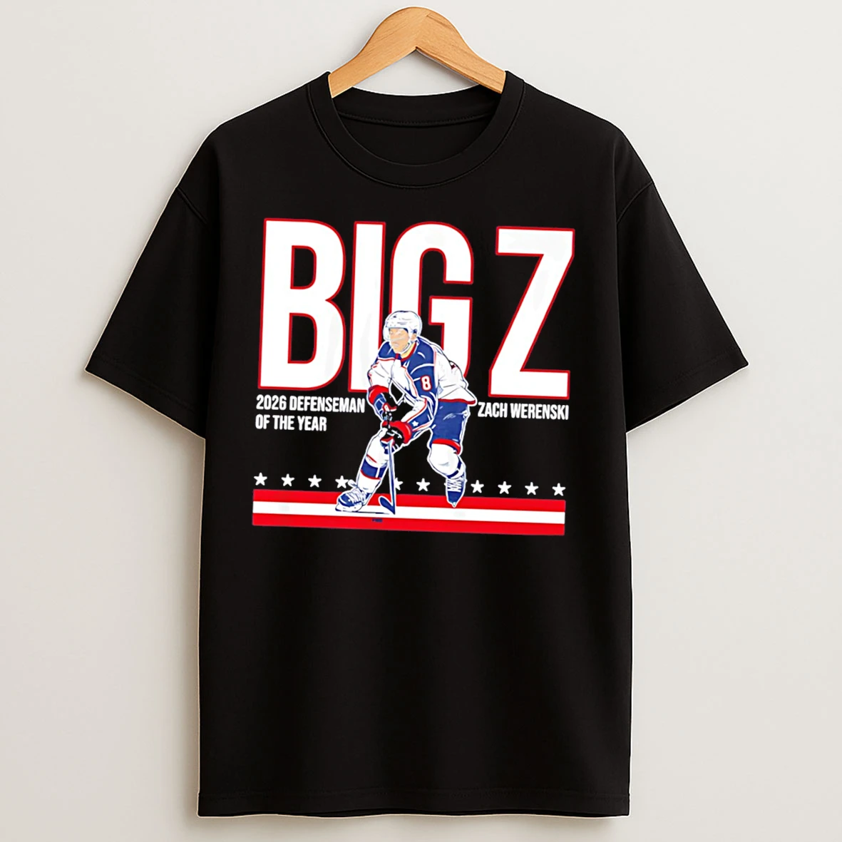 Classic Zach Werenski Columbus Blue Jackets Big Z 2026 Defenseman Of The Year Tee T Shirts