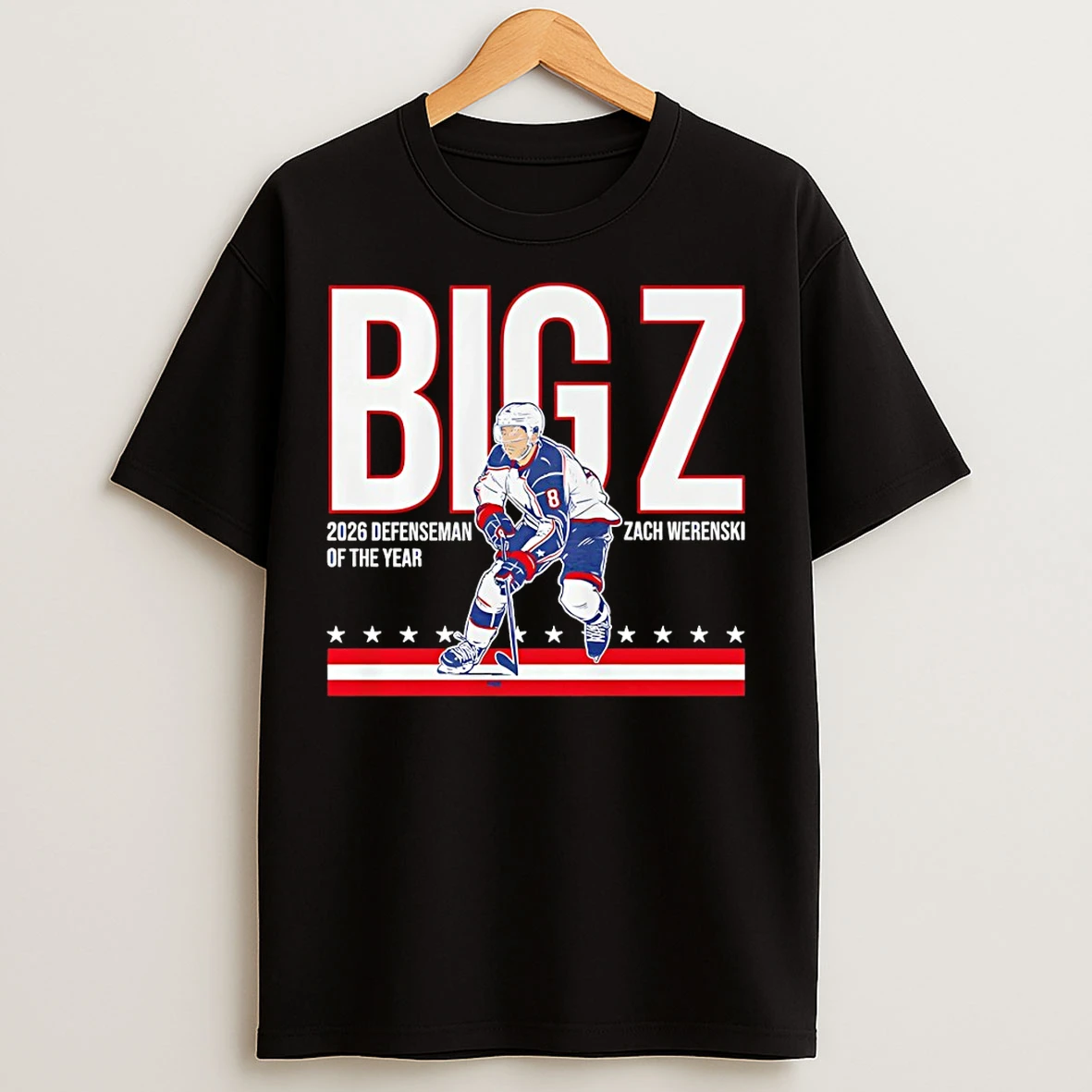 Classic Zach Werenski Columbus Blue Jackets Hockey Big Z 2026 Defenseman Of The Year T Shirts