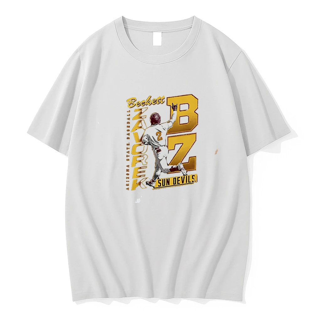 Classic Qdwkb66n Arizona State Sun Devils Baseball Beckett Zavorke Bz Number Illustration Tee T Shirts