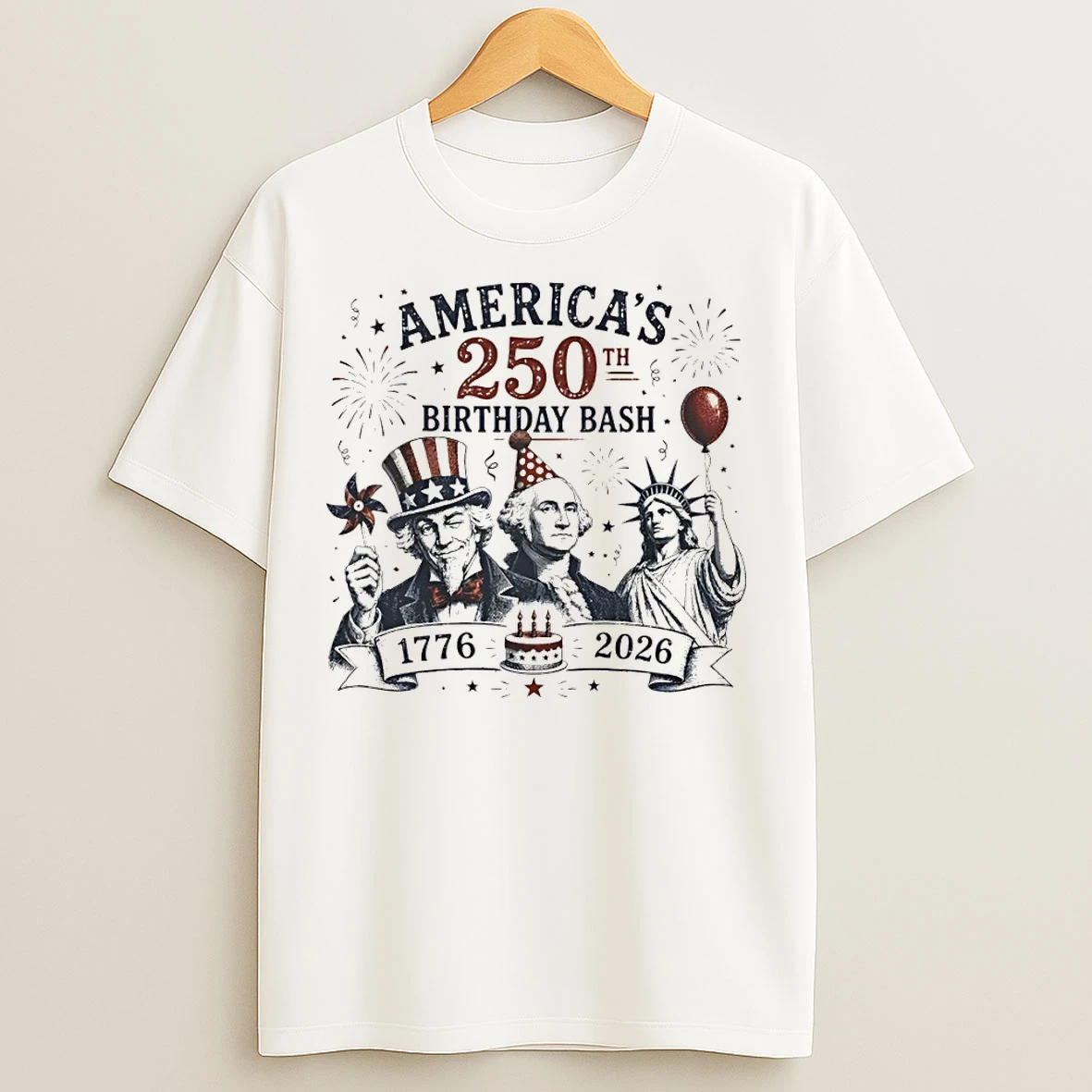 Classic Zjmsspoa Uncle Sam George Washington Statue Of Liberty Americas 250th Birthday Bash T Shirts