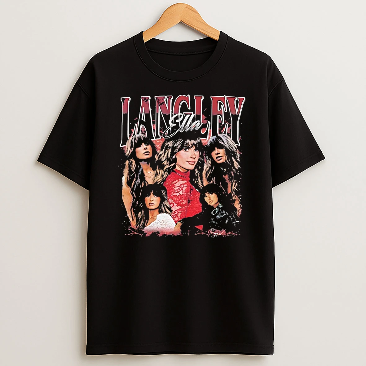 Country Singer Ella Langley Collage On A Soft Black Graphic Shirts