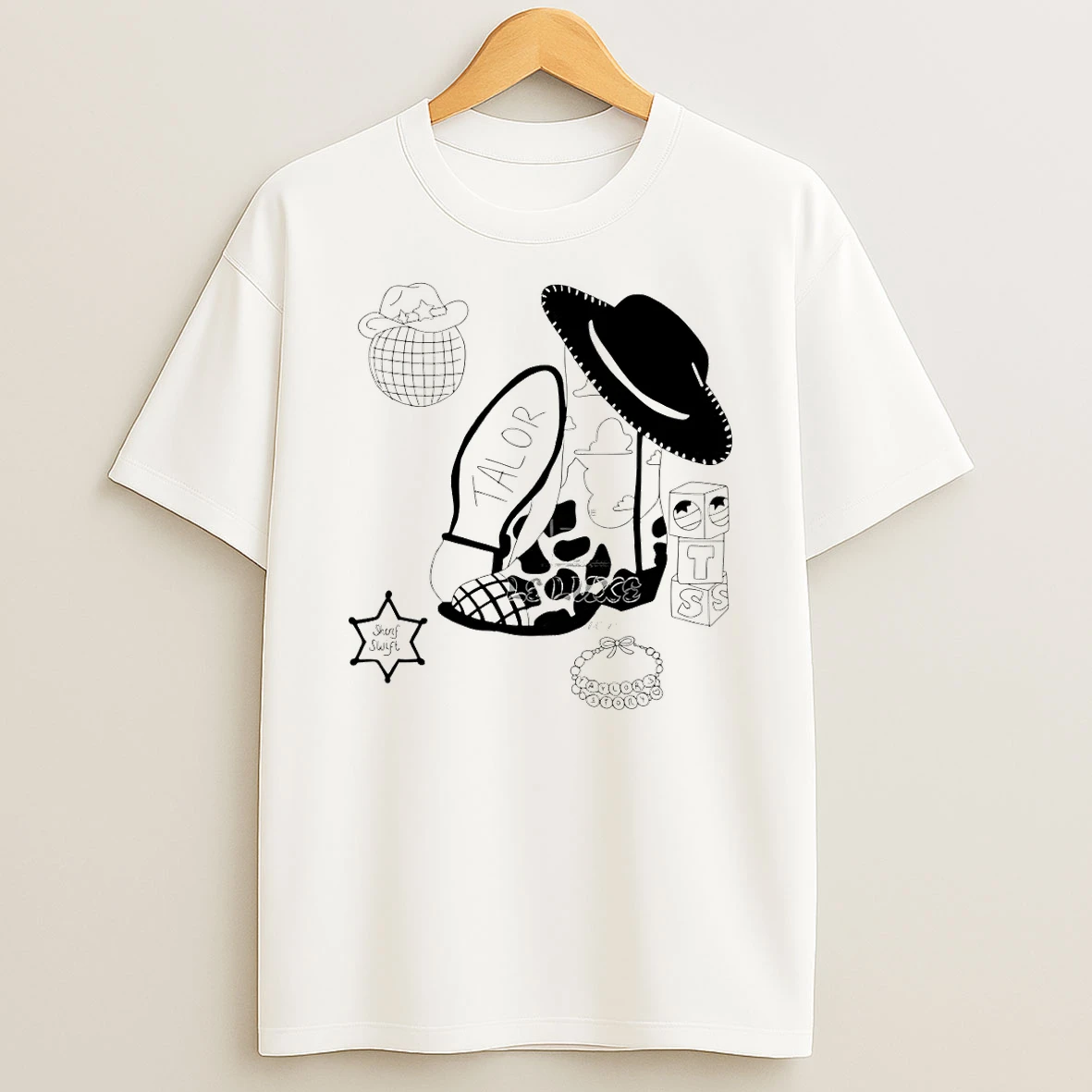 Cowboy Boot Disco Ball Sheriff Badge Blocks Taylors Story Talor Sherif Shirts