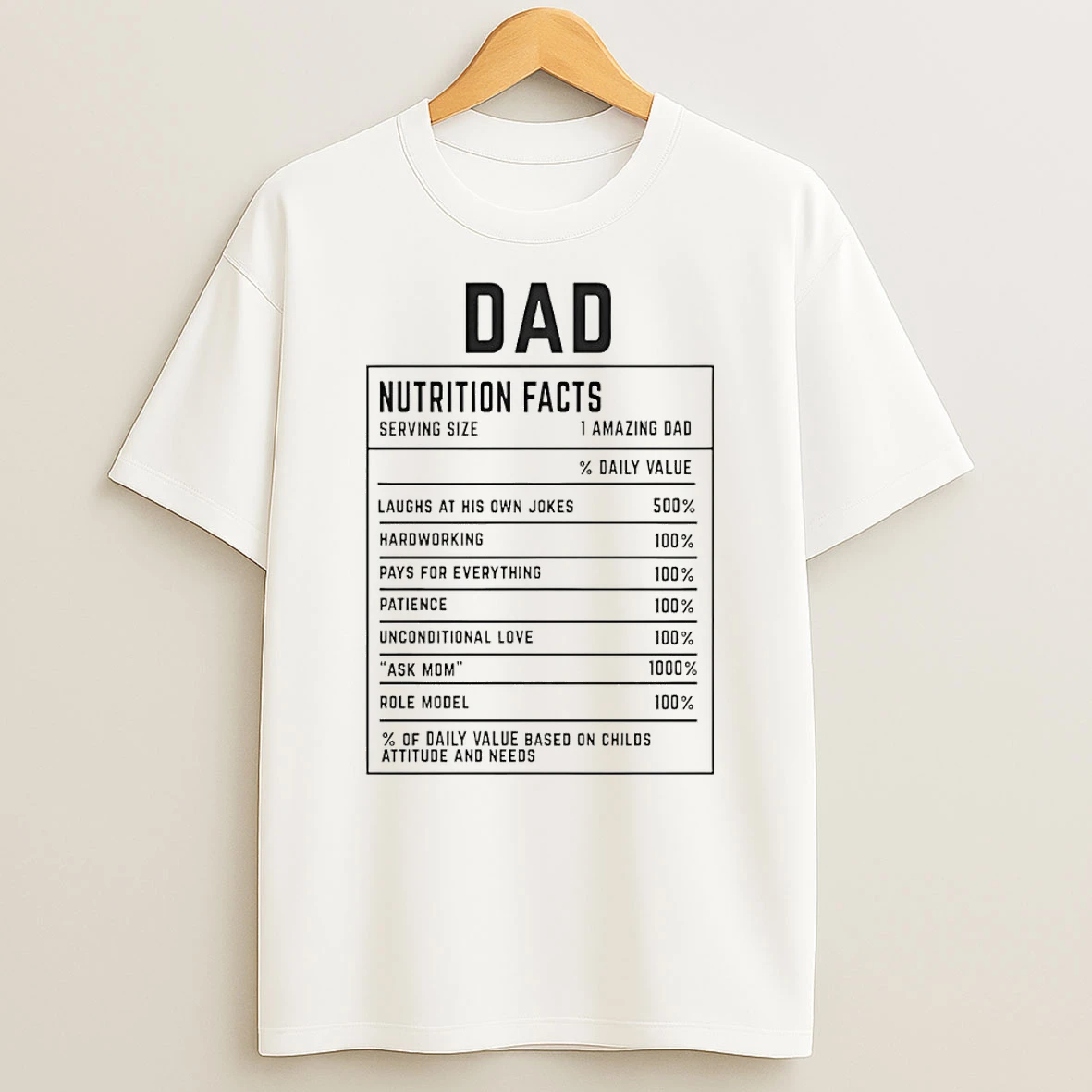 Dad Nutrition Facts Laughs At His Own Jokes Fathers Day Shirts