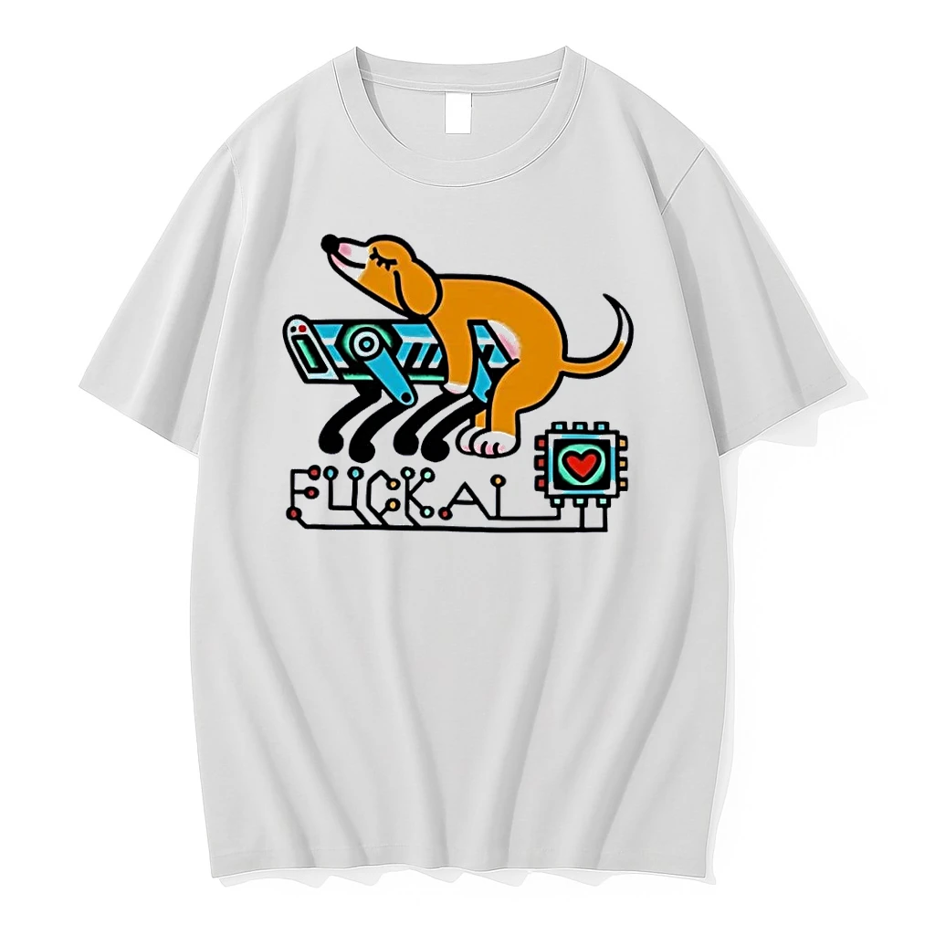 Dog Humping Robot Tech Anti Artificial Intelligence Fuck Ai Heart White Shirts