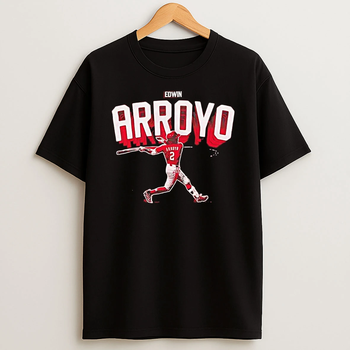 Edwin Arroyo Cincinnati Reds Mlb Player Swing Name And Number 2 Shirts