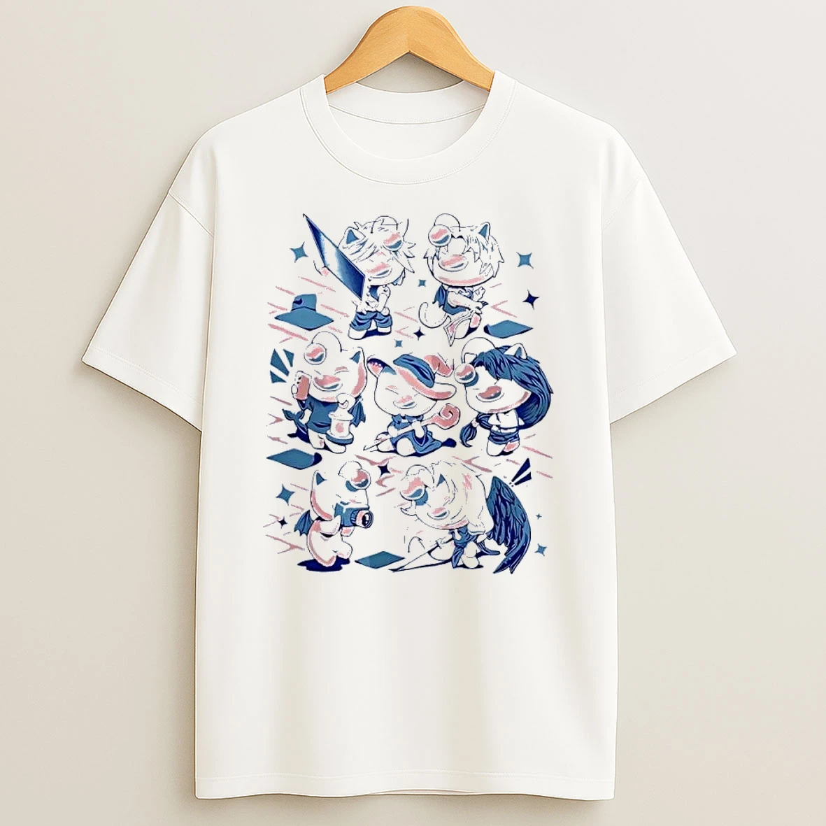 Final Fantasy Moogle Characters Costume Cosplay White Shirts