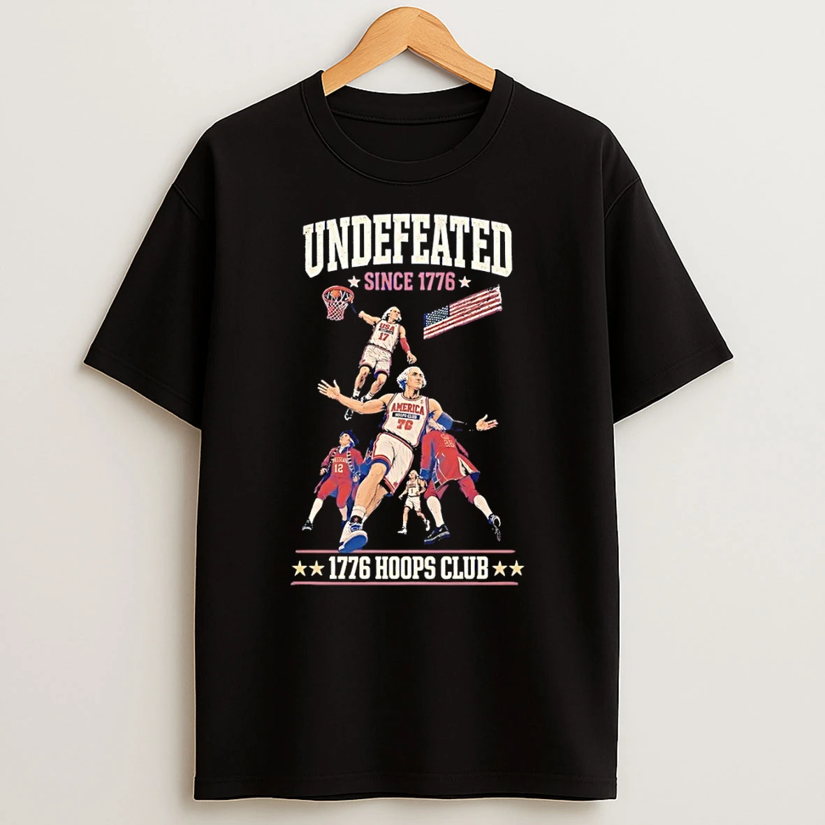 George Washington Basketball Vintage 1776 Hoops Club Undefeated 4th Of July Shirts