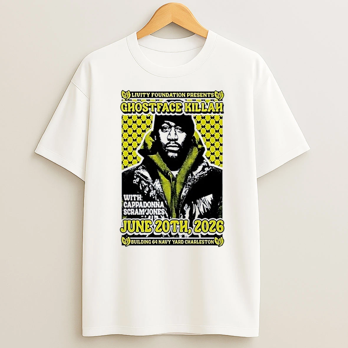 Ghostface Killah Cappadonna Scram Jones June 20th 2026 Navy Yard White Shirts