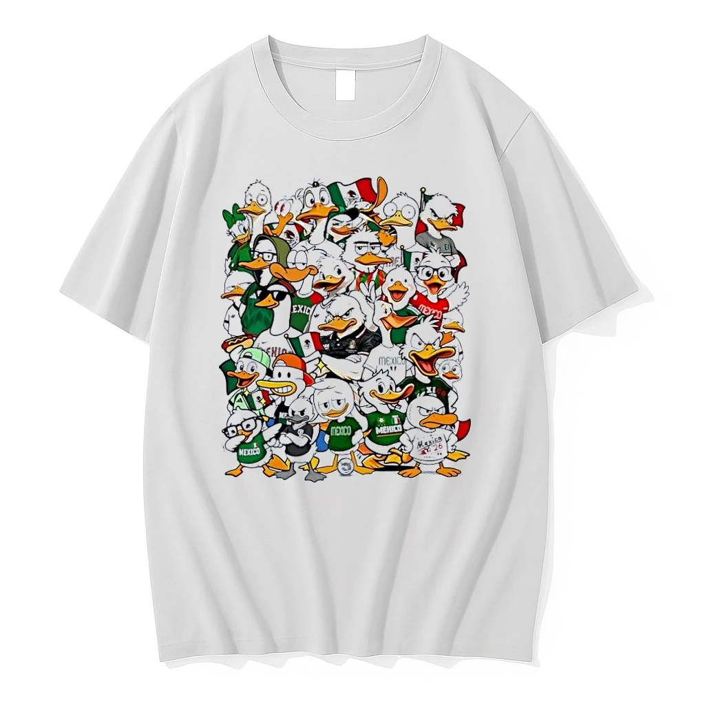 Group Of Ducks Wearing Mexico Soccer Jerseys White Shirts