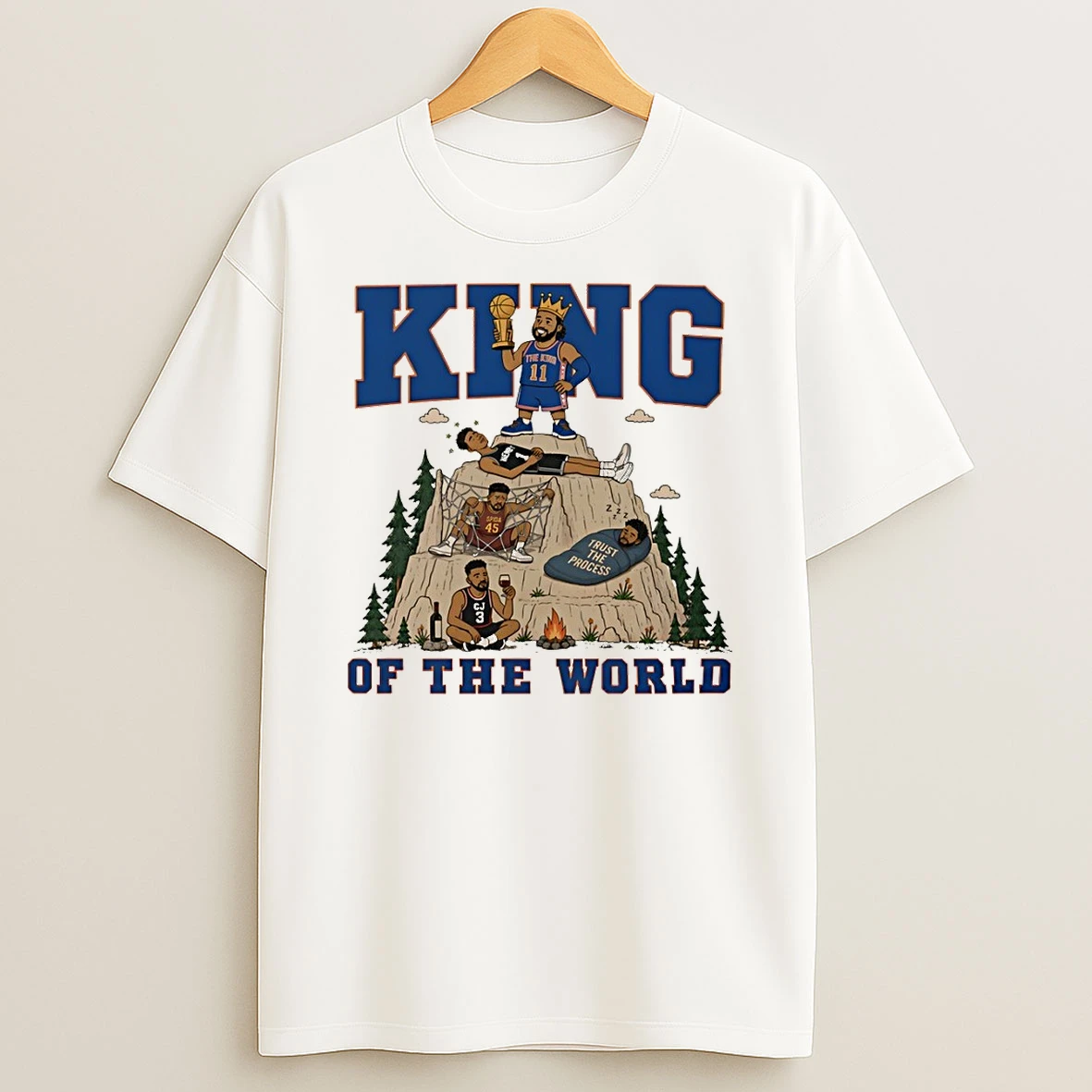 Jalen Brunson Holds Trophy King Of The World New York Knicks Finals Victory Nba 2026 Shirts