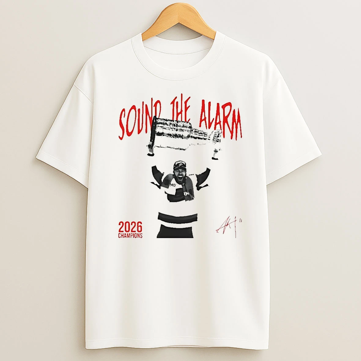 Jordan Staal Holding Cup Carolina Hurricanes Hockey Nhl Sound The Alarm 2026 Signature Shirts