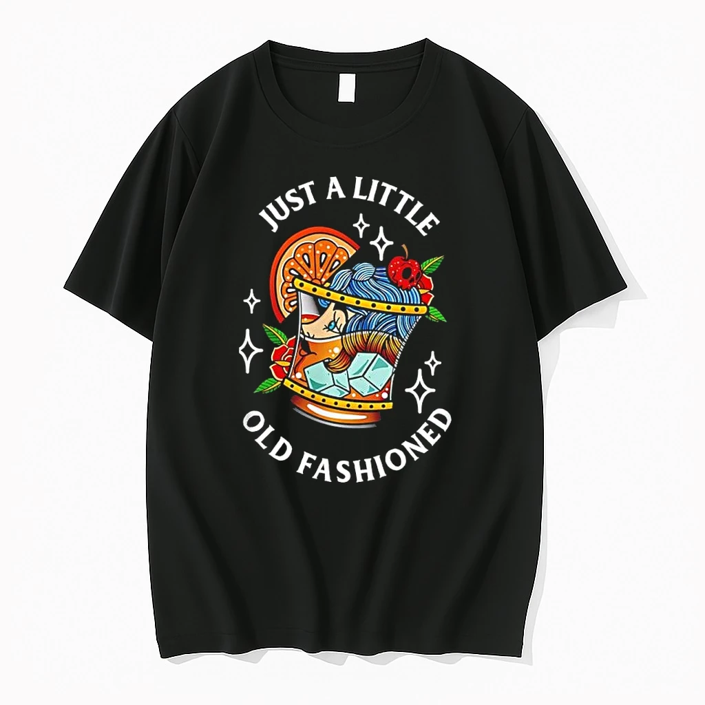 Just A Little Old Fashioned Pinup Girl Cocktail Drink Tattoo Shirts