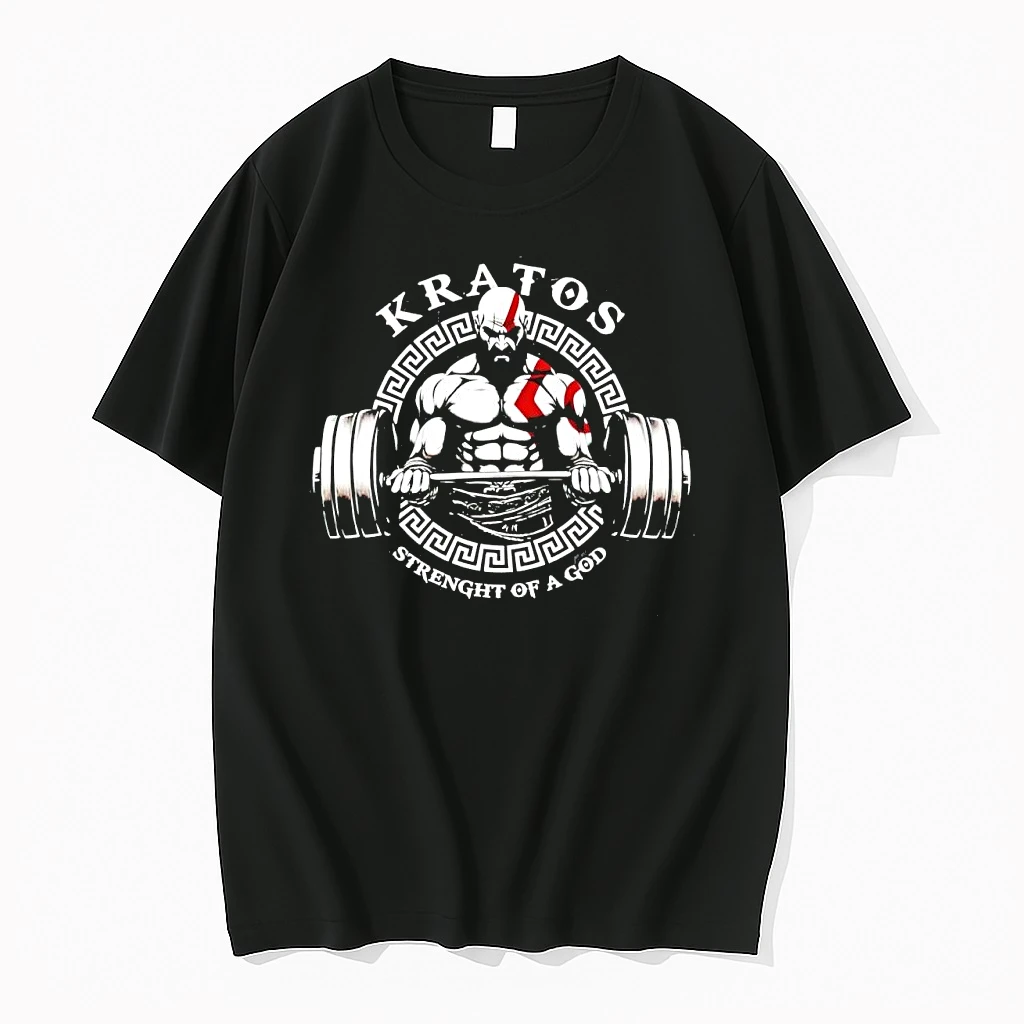 Kratos God Of War Barbell Training Strenght Of A God Weightlifting Fitness Shirts