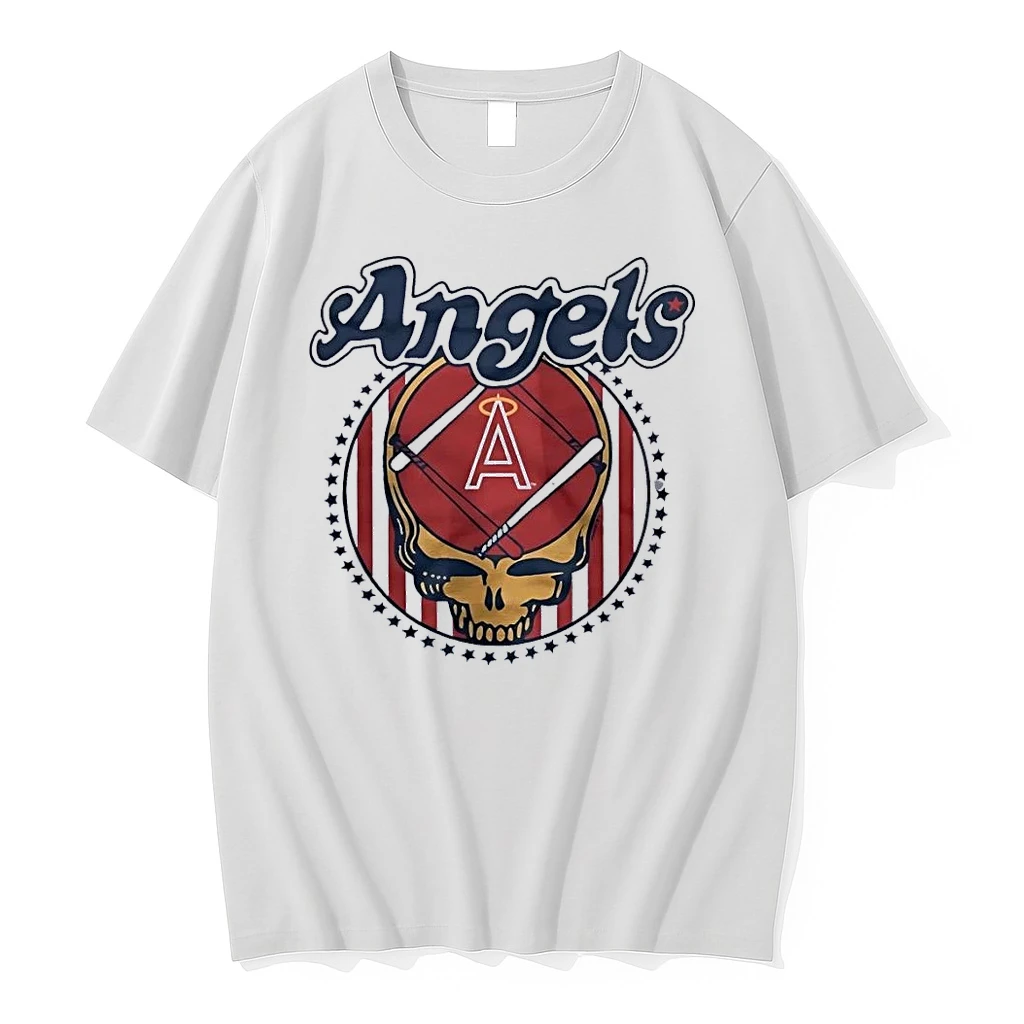 Los Angeles Angels Grateful Dead Steal Your Face Baseball White Shirts