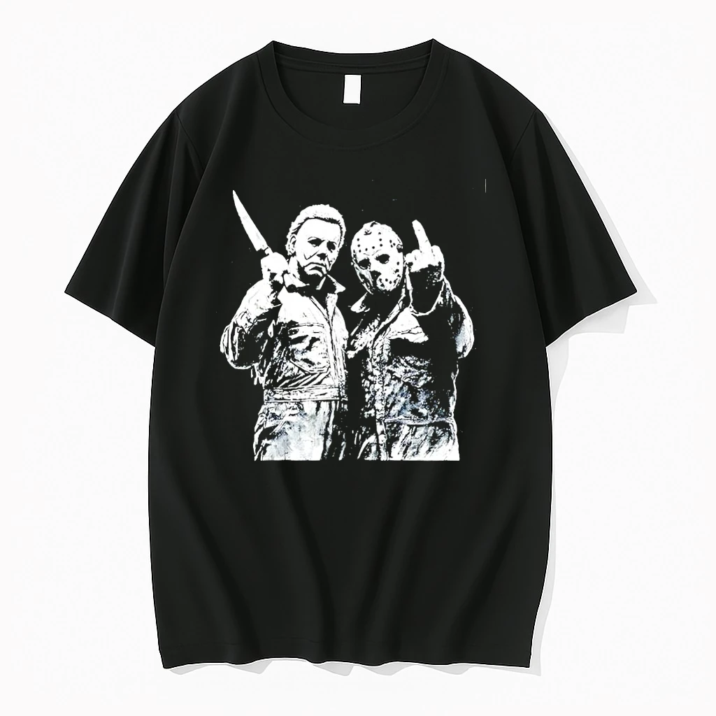 Michael Myers And Jason Voorhees Middle Finger Halloween Horror Movie Fan Art Shirts