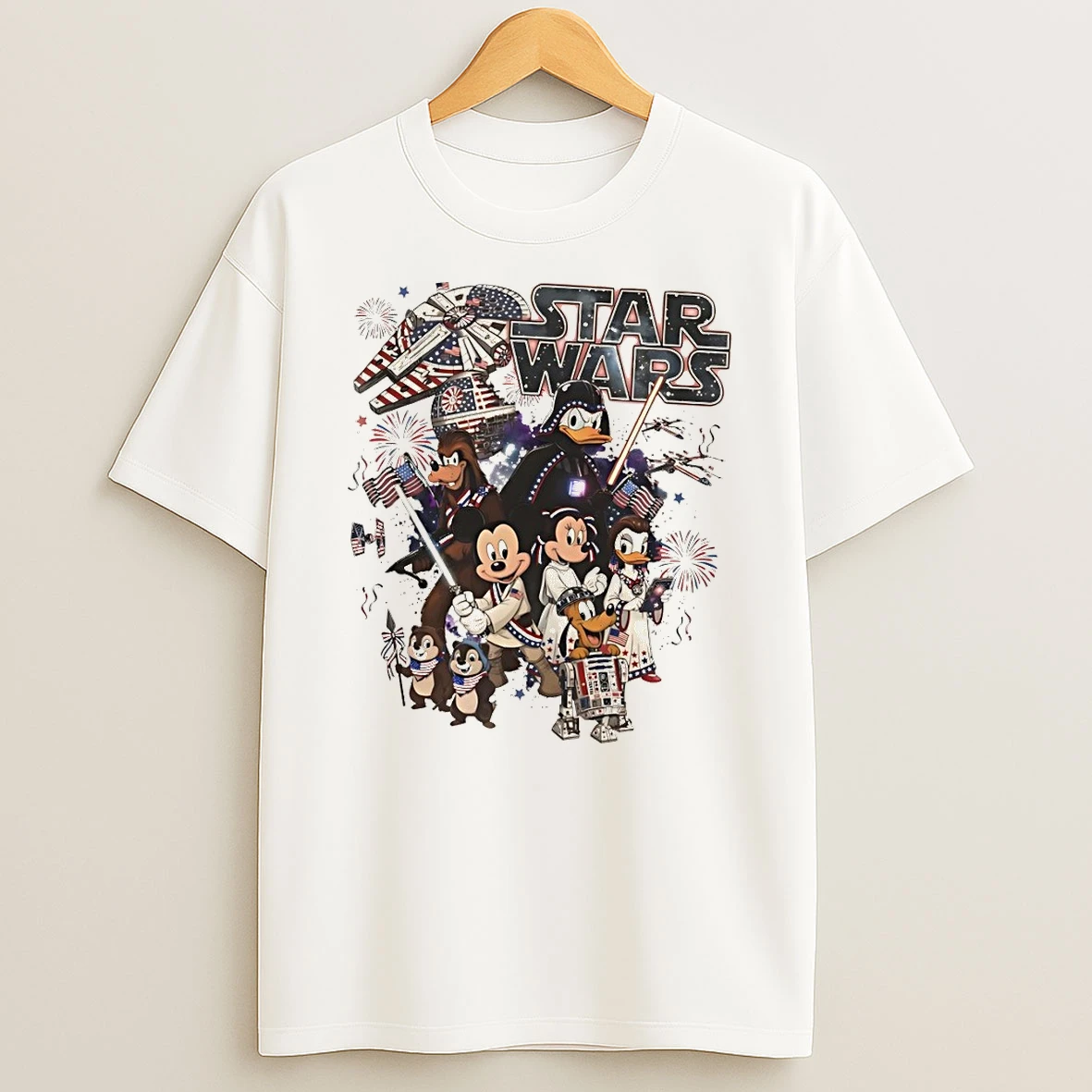 Mickey And Friends Star Wars Disney World Trip 2026 4th Of July Shirts