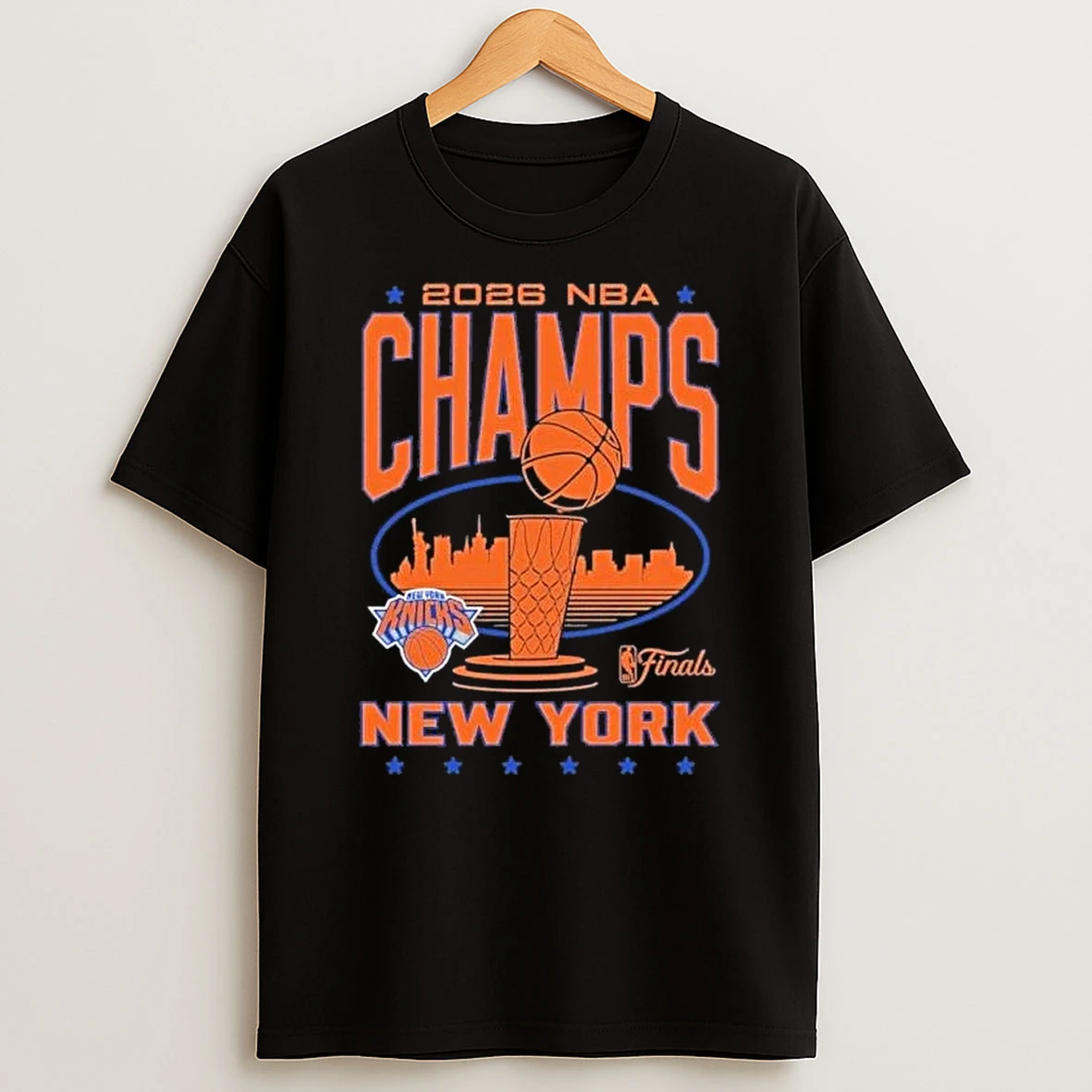 New York Knicks 2026 Nba Finals Champions Trophy Skyline Shirts