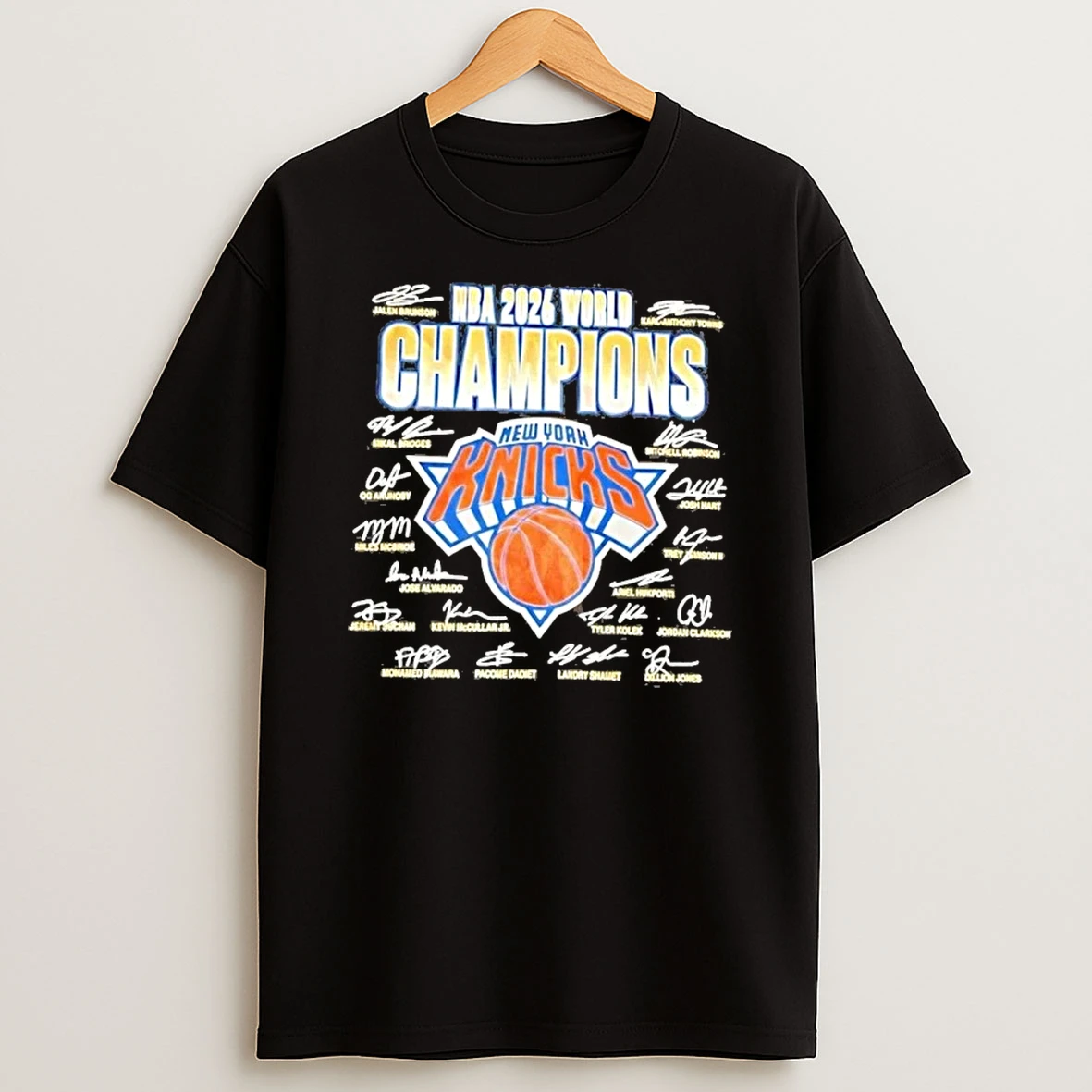 New York Knicks Basketball Players 2026 Nba World Champions Signatures Shirts Shirts