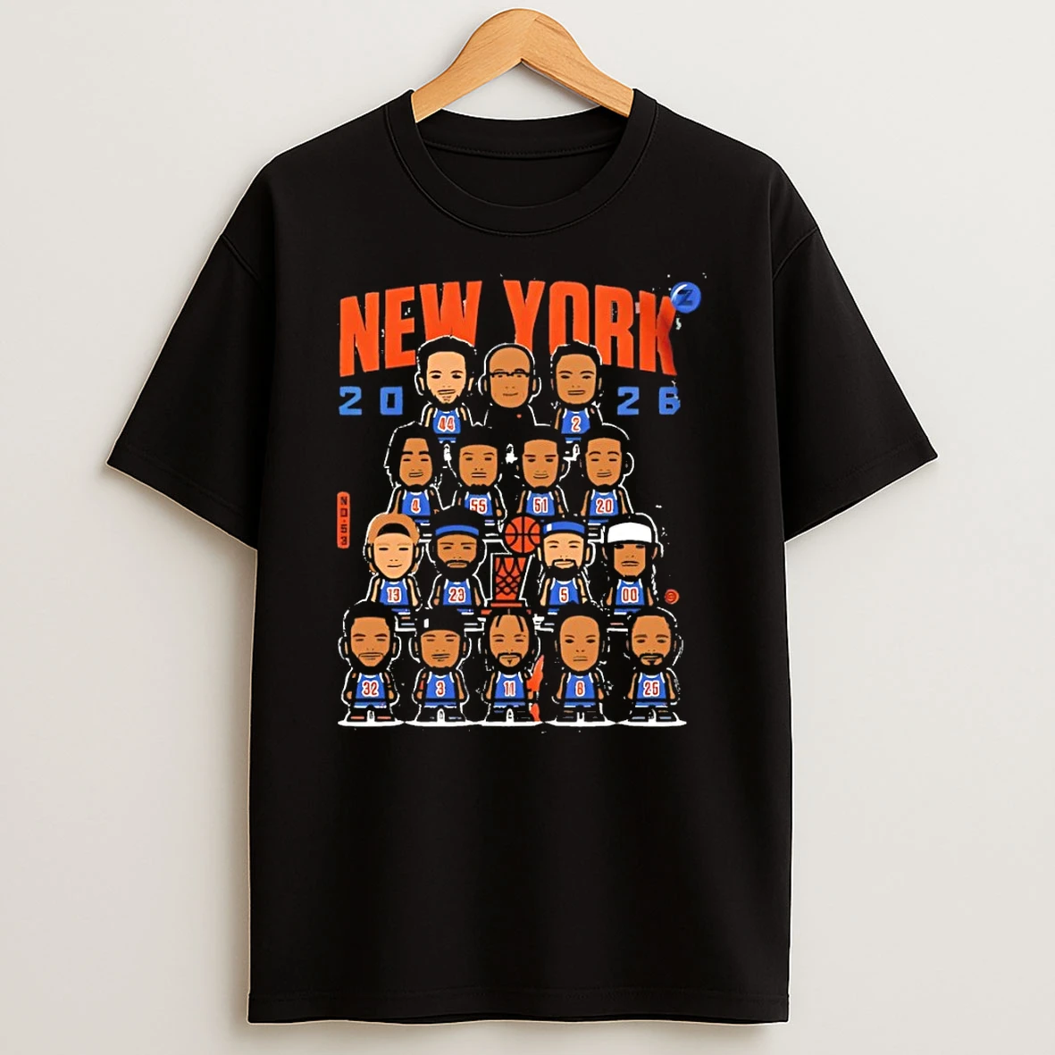 New York Knicks Basketball Team Player Character Illustration 2026 Champion Nba Shirts