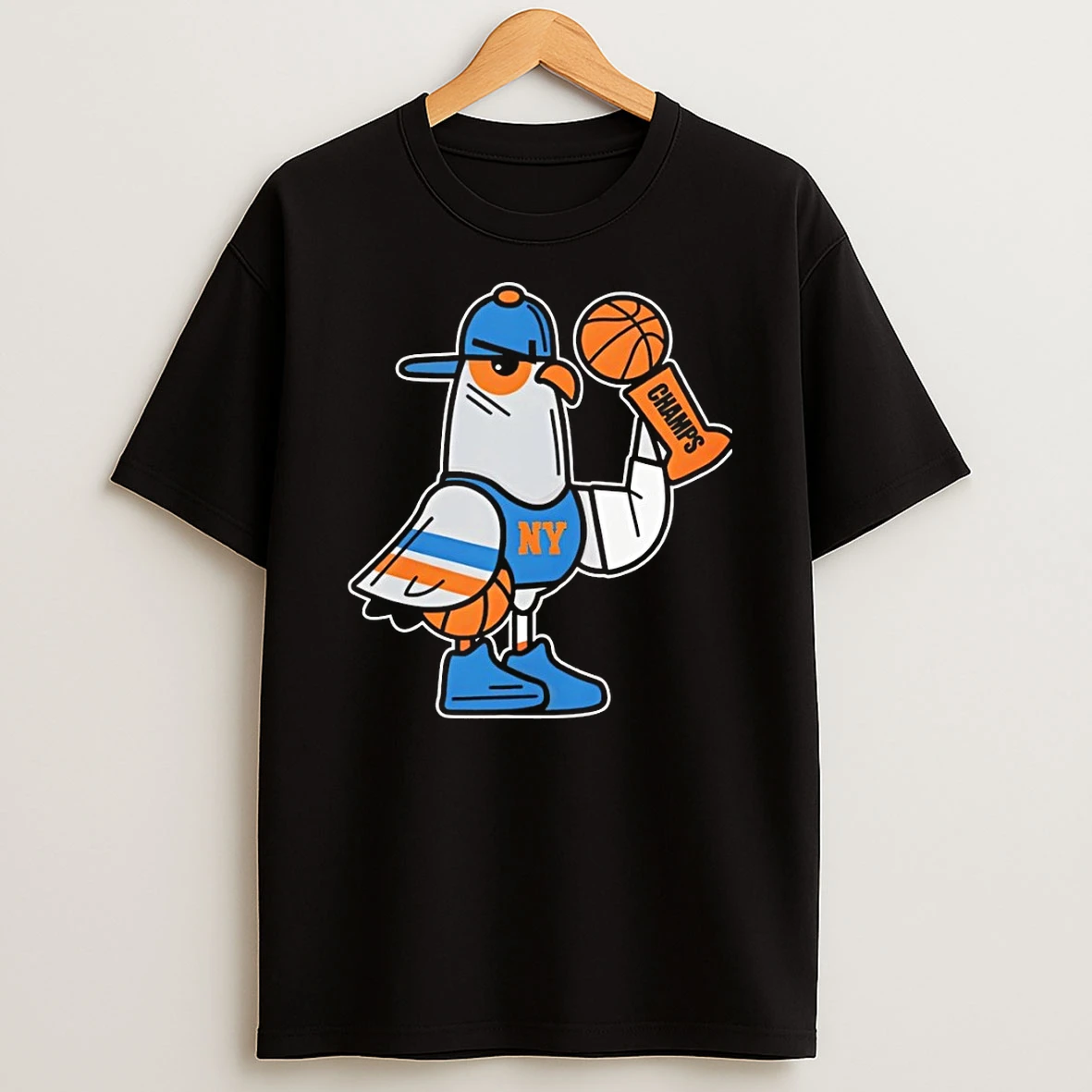 New York Knicks Pigeon Basketball Trophy Champs Logo Shirts