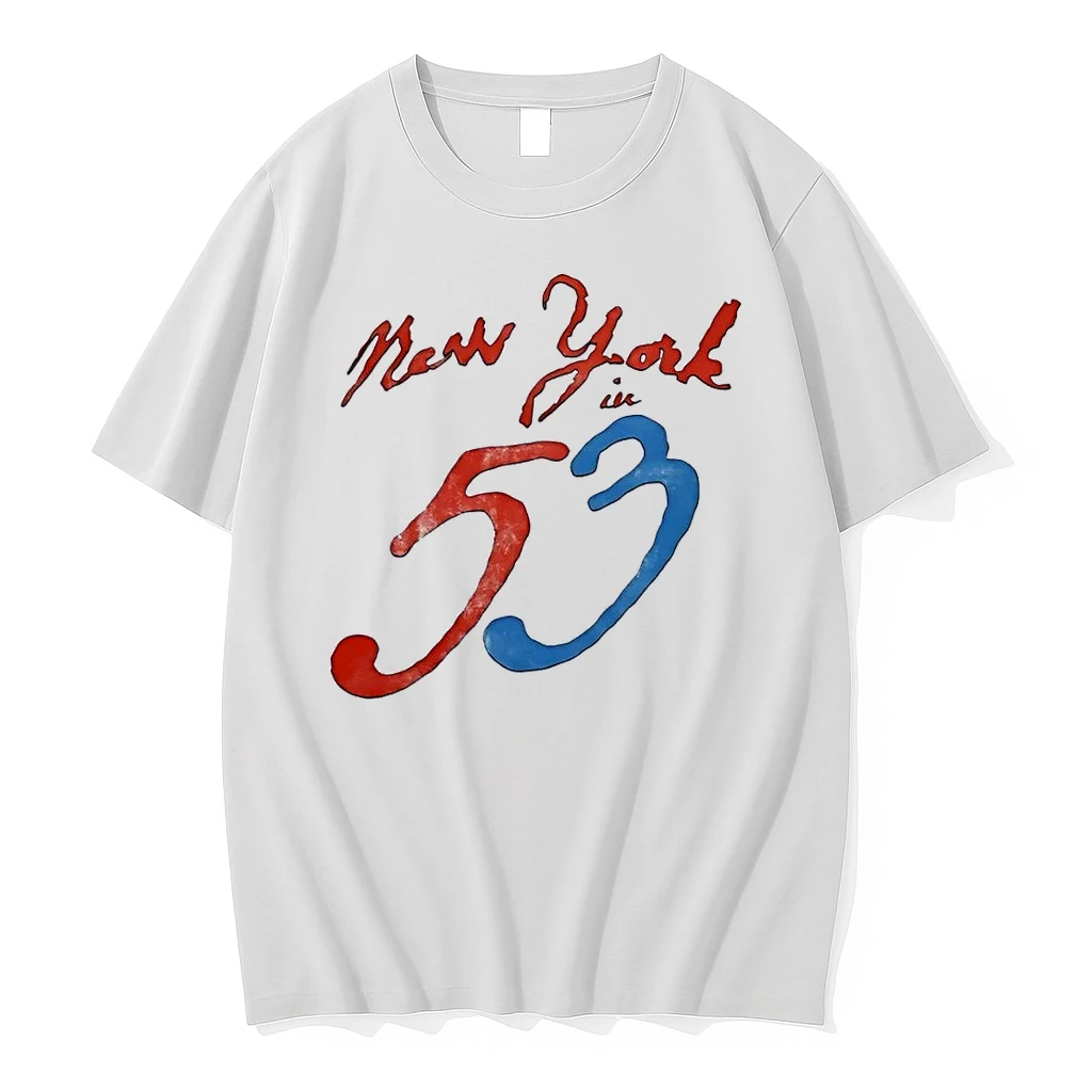 New York In 53 Script Logo Print Casual White Shirts