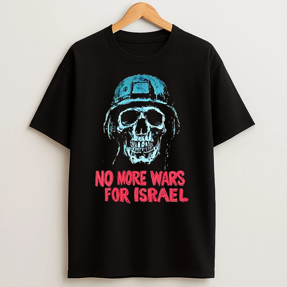 No More Wars For Israel Political Protest Skull Soldier Helmet Shirts