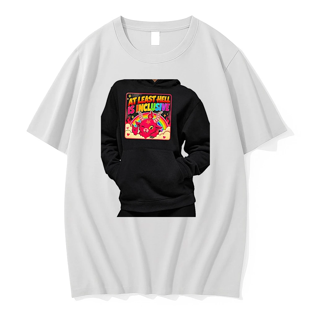 Officials At Least Hell Is Inclusive Cute Pink Baphomet Rainbow Pride Premium T Shirt Sweatshirt Hoodie