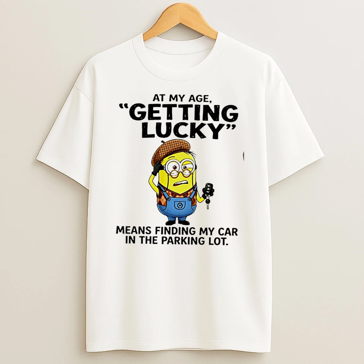 Officials At My Age Getting Lucky Means Finding My Car In The Parking Lot Minion Tee Premium T Shirt Sweatshirt Hoodie