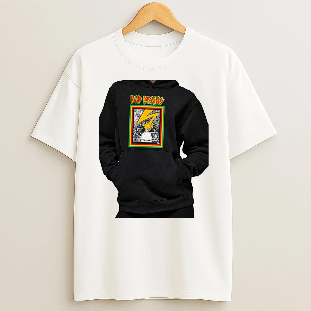 Officials Bad Brains Capitol Lightning Rasta Frame Punk Hardcore Reggae Premium T Shirt Sweatshirt Hoodie