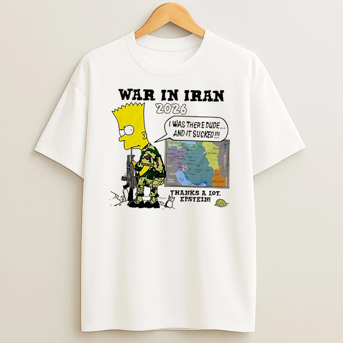 Officials Bart Simpson Army Gun War In Iran 2026 Thanks A Lot Epstein Tee Premium T Shirt Sweatshirt Hoodie