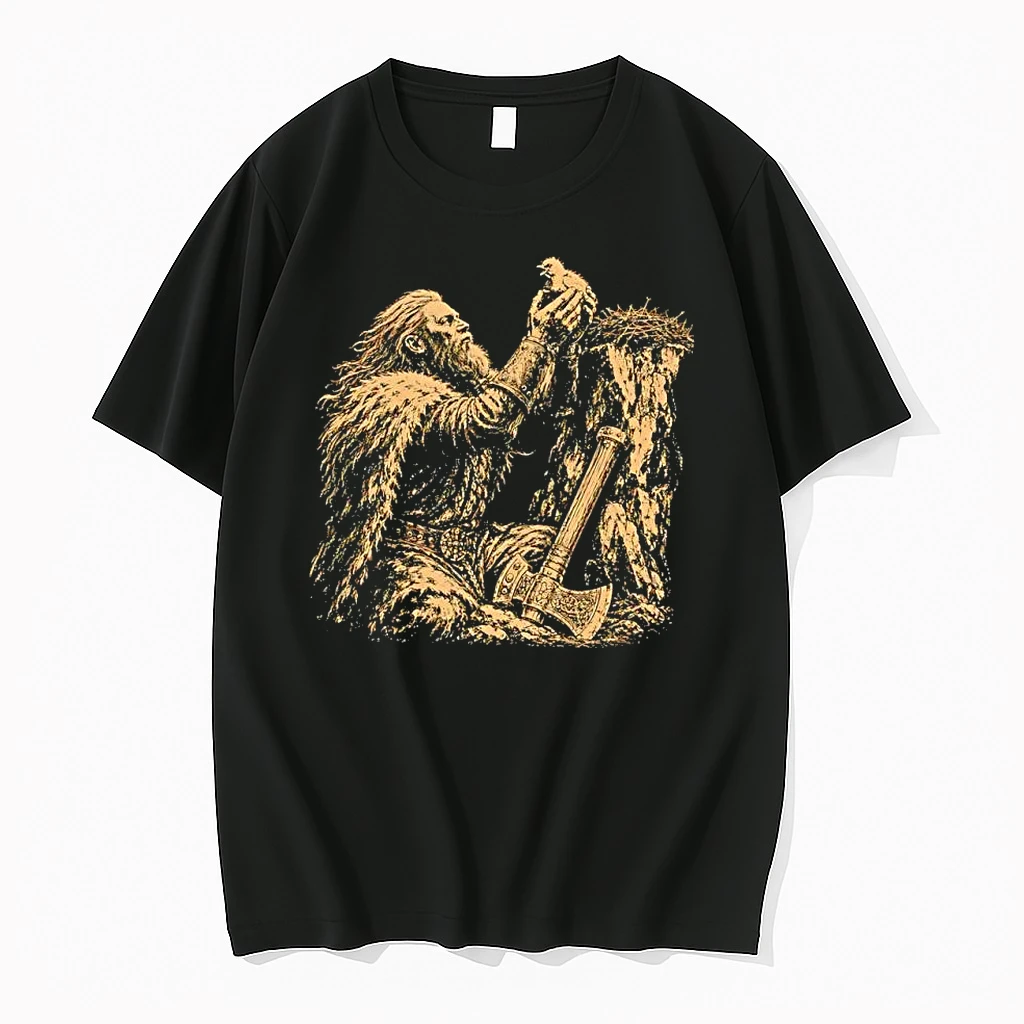 Officials Bearded Warrior Holding Bird With Axe Premium T Shirt Sweatshirt Hoodie