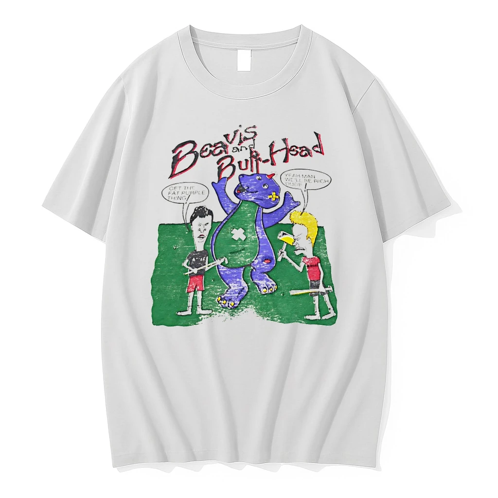 Officials Beavis And Butt Head Barney The Dinosaur Get The Fat Purple Thing Yeah Man Well Be Rich Dude Premium T Shirt Sweatshirt Hoodie