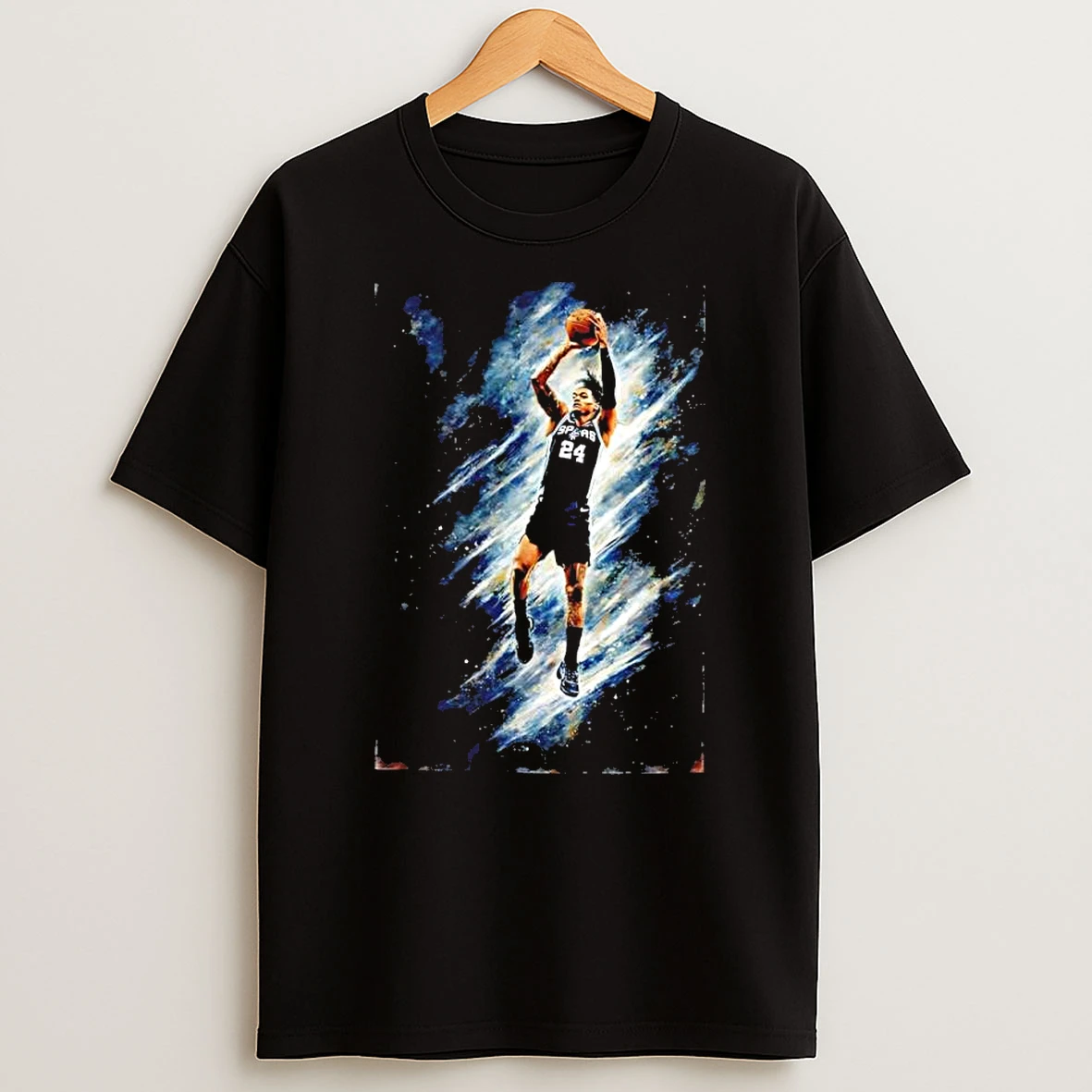 Officials Devin Vassell San Antonio Spurs 24 Basketball Throwing Position Art Premium T Shirt Sweatshirt Hoodie