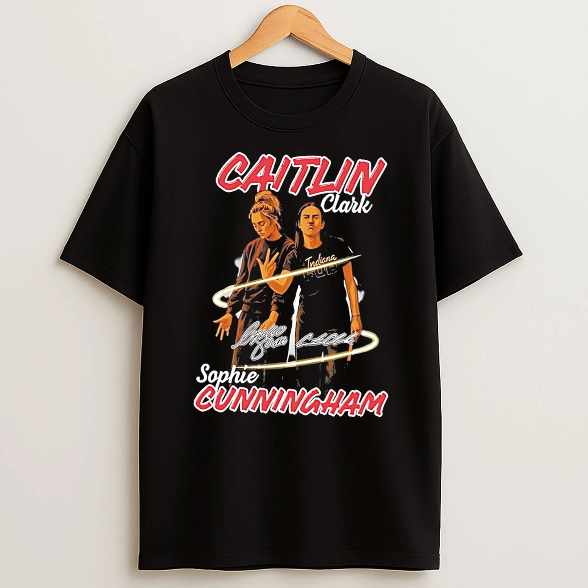 Officials Indiana Fever Sophie Cunningham And Caitlin Clark Illustration Signature Tee Premium T Shirt Sweatshirt Hoodie