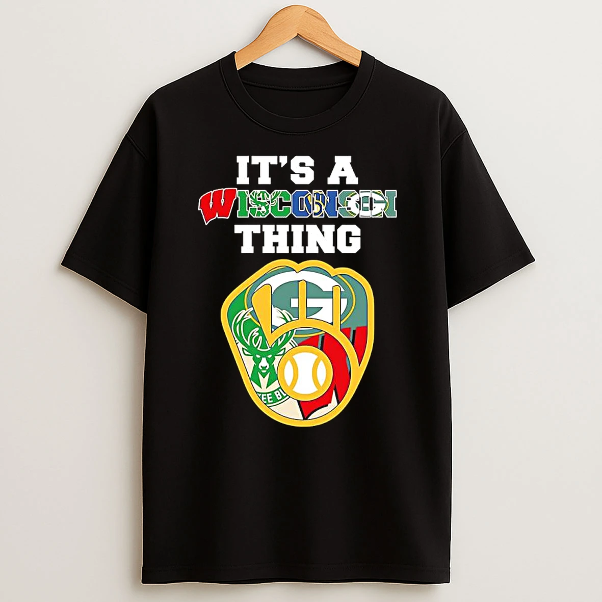 Officials Its A Wisconsin Thing Packers Bucks Brewers Badgers Sports Team Logo Mashup Premium T Shirt Sweatshirt Hoodie