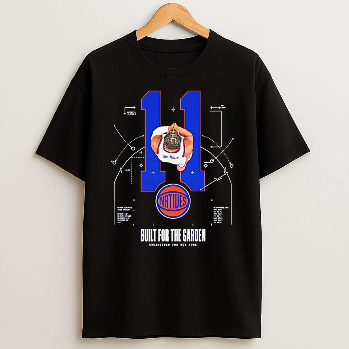 Officials Jalen Brunson Number 11 New York Knicks Built For The Garden Blueprint Premium T Shirt Sweatshirt Hoodie