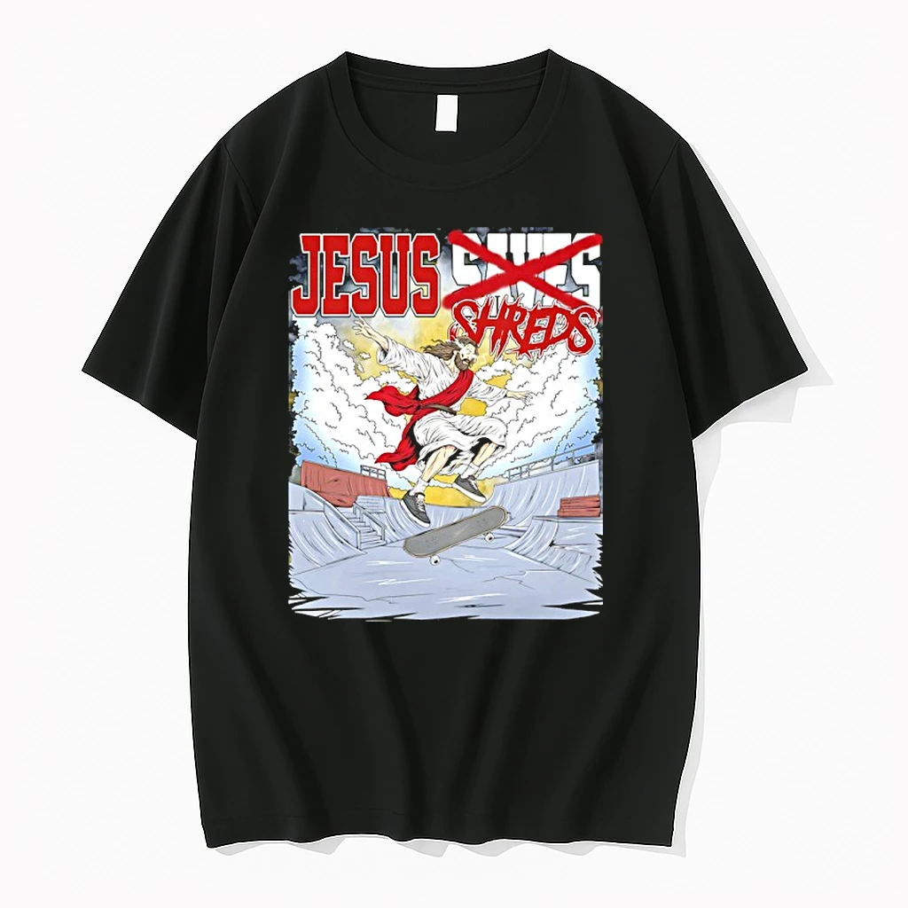 Officials Jesus Shreds Skateboarding Meme Graphic Premium T Shirt Sweatshirt Hoodie