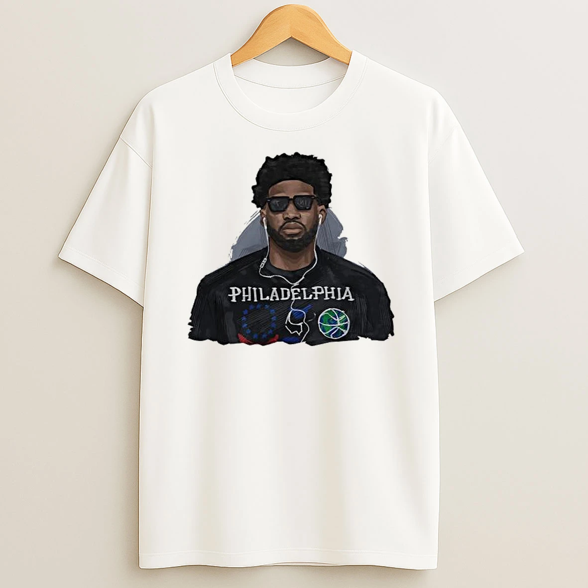 Officials Joel Embiid Philadelphia 76ers Basketball Illustration Portrait Premium T Shirt Sweatshirt Hoodie