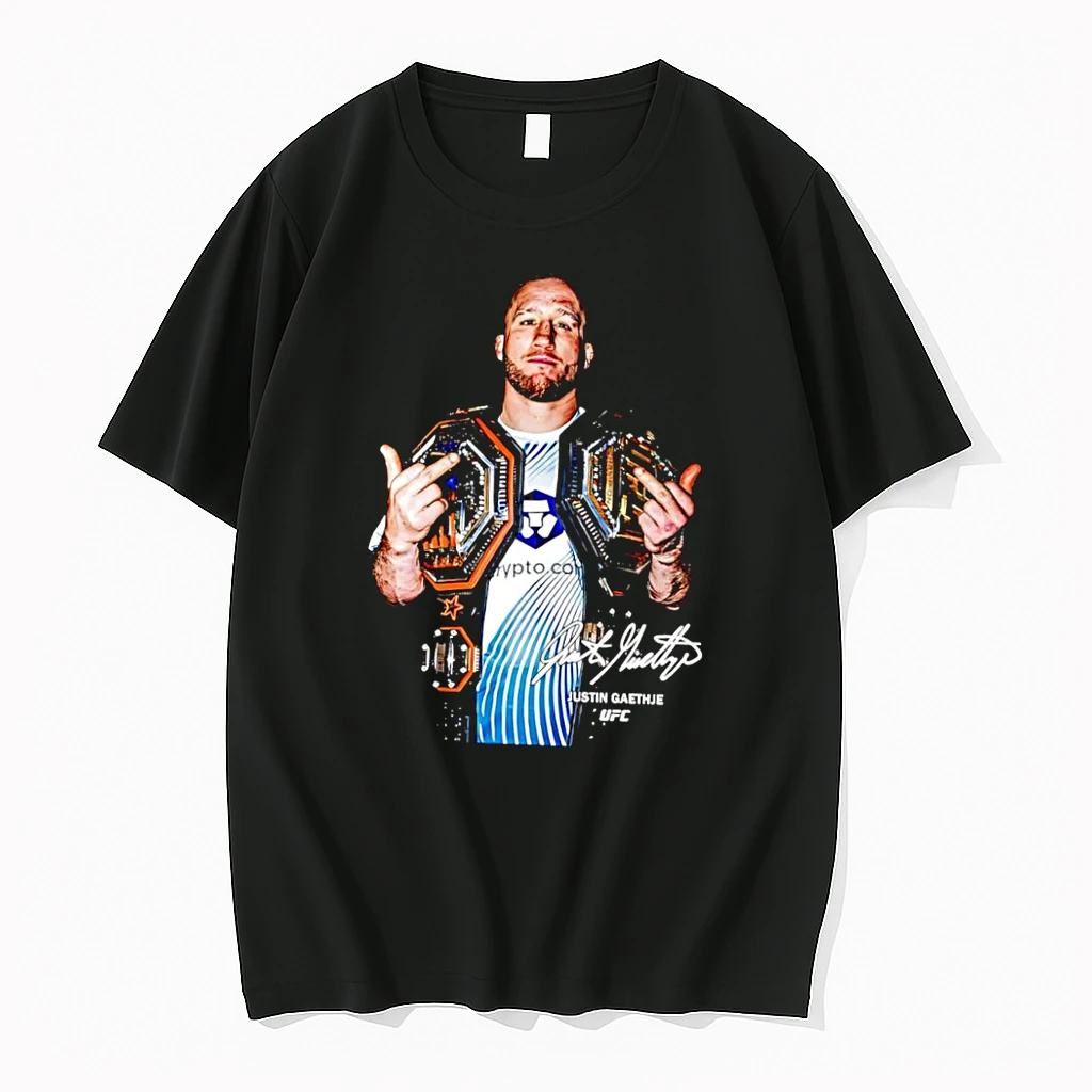 Officials Justin Gaethje Signature Ufc Champion Flip Off Crypto Com Black Premium T Shirt Sweatshirt Hoodie