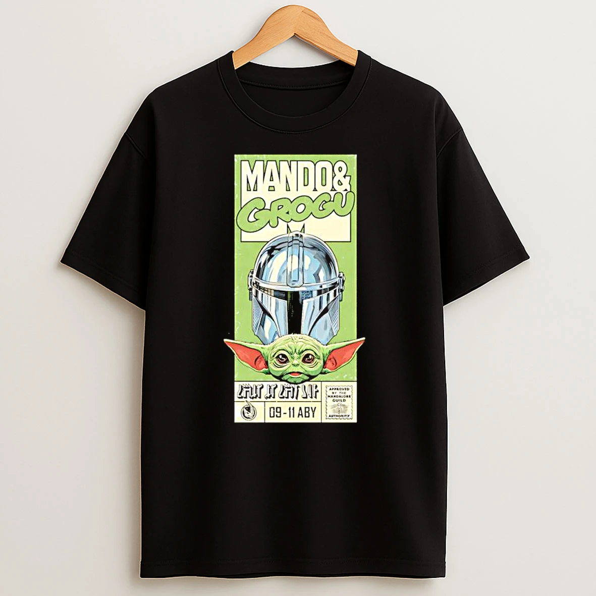 Officials Mando And Grogu Mandalorian Helmet And Grogu Head Star Wars Premium T Shirt Sweatshirt Hoodie