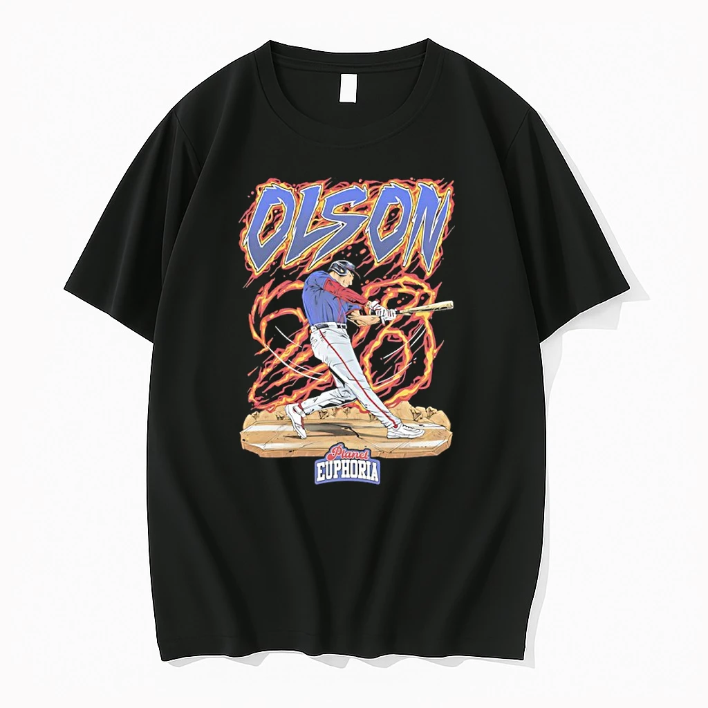 Officials Matt Olson Atlanta Braves Flame Slugger Swing Comic Graphic Premium T Shirt Sweatshirt Hoodie