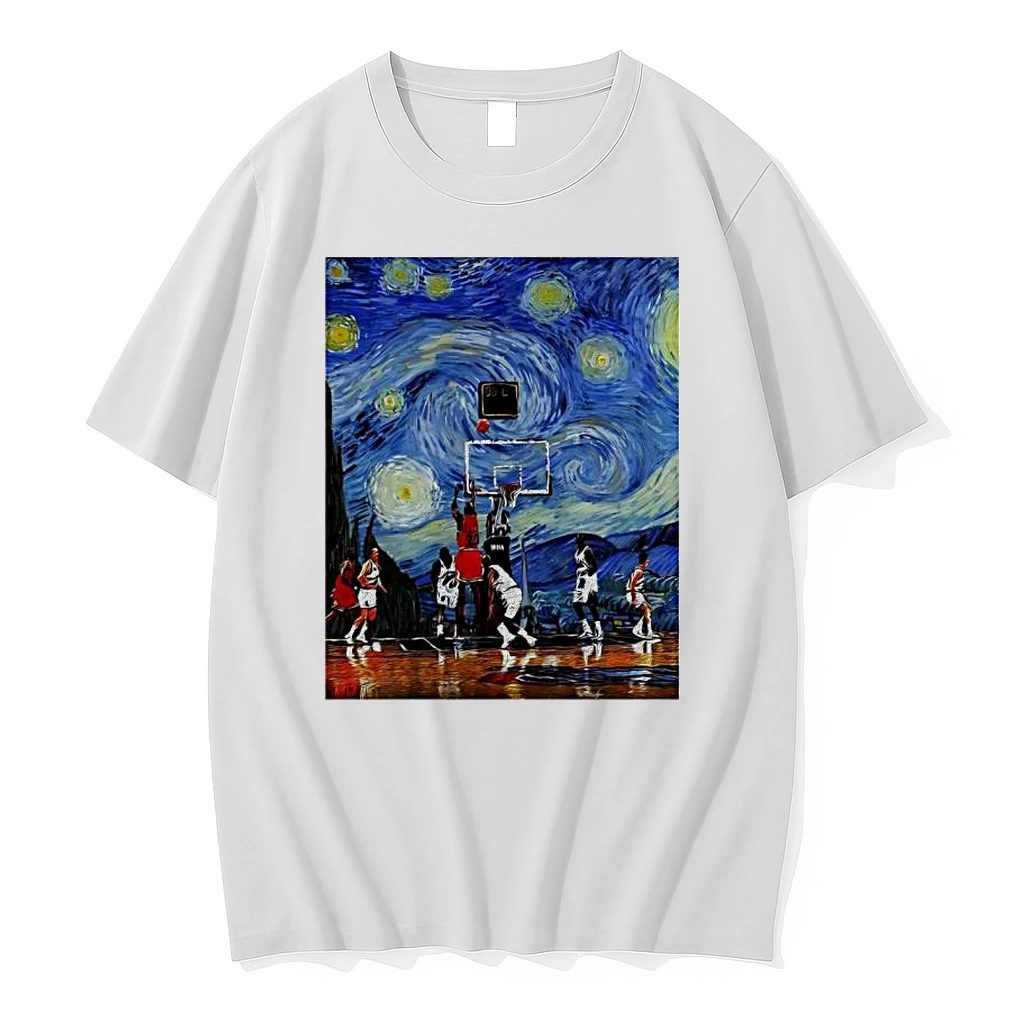 Officials Michael Jordan Dunk Starry Night Van Gogh Basketball Premium T Shirt Sweatshirt Hoodie