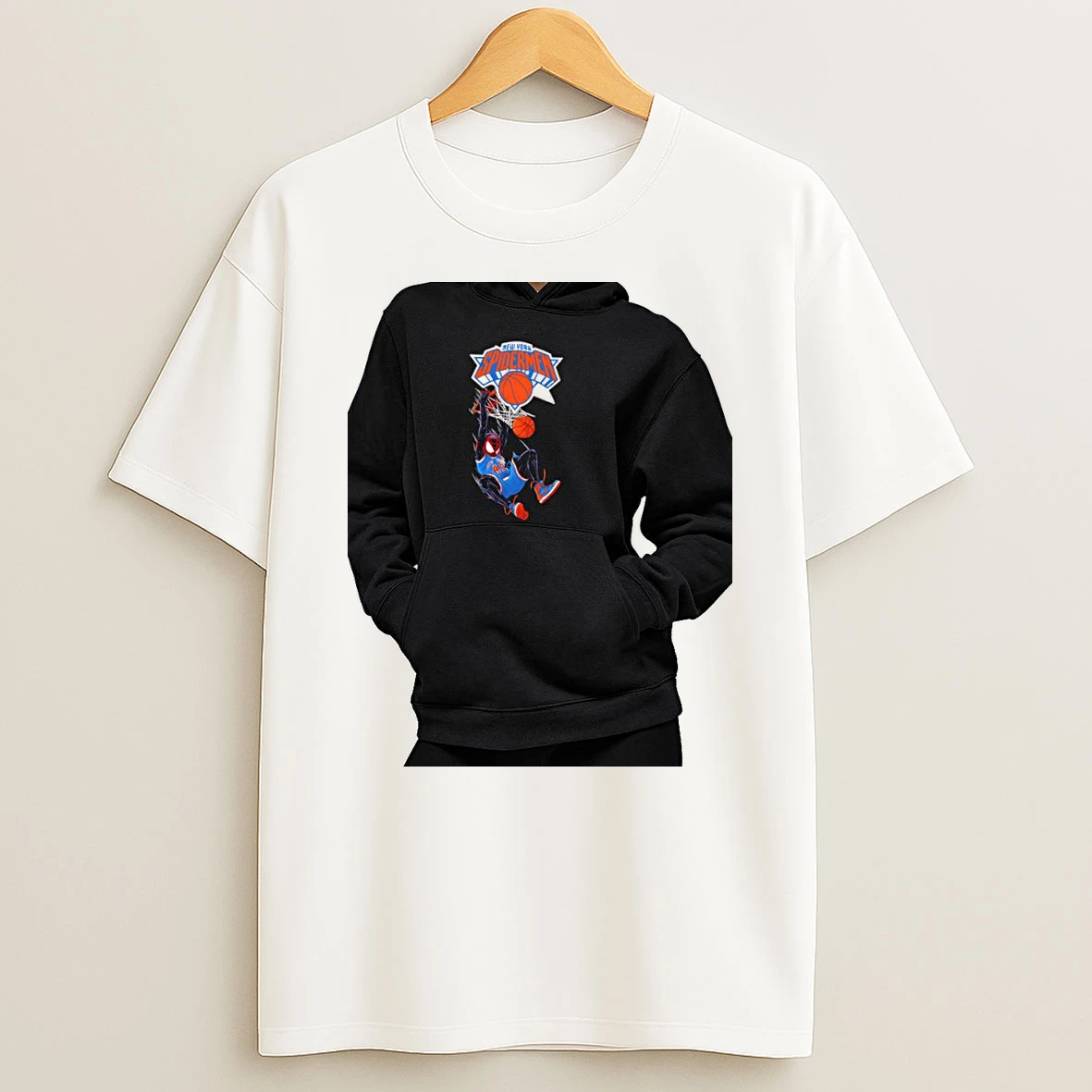 Officials Miles Morales New York Knicks Basketball Nba New York Spidermen Premium T Shirt Sweatshirt Hoodie